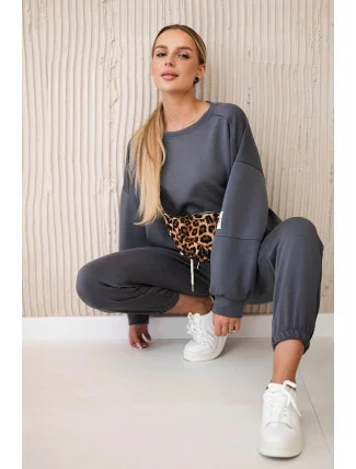 Komplet teplákové + kalhoty máslová látka grafit Komplet teplákové + kalhoty máslová látka grafit