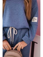 Komplet teplákové + kalhoty máslová látka denim melír