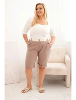 Dámské bavlněné šortky Plus Size s páskem fango Dámské bavlněné šortky Plus Size s páskem fango