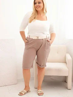 Dámské bavlněné šortky Plus Size s páskem fango