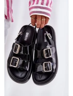 Kožené Lakované Dámské Sandály S Přezkami Big Star RR274662 Černé