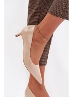 Lakované lodičky na nízkém podpatku Béžové Girela