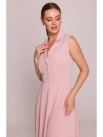 S409 Košilové šaty ve fitted střihu - pudrové S409 Košilové šaty ve fitted střihu - pudrové