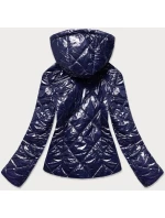 Tmavě modrá lesklá dámská bunda (BR9756-3)