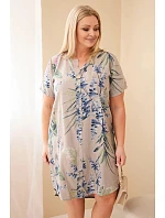 Dámské viskózové šaty Plus Size s krátkým rukávem a výstřihem na knoflíky fango