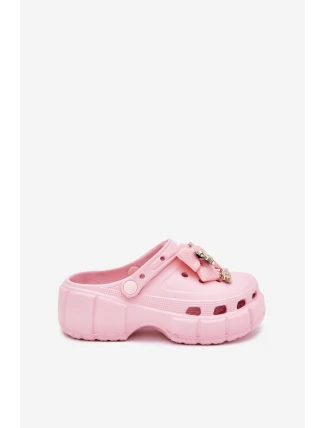 Dětské Dívčí Pantofle Pěnové S Mašlí A Ozdobami Růžové Selvana