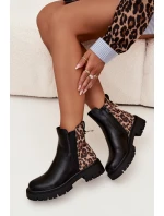 Zateplené dámské boty s zlatým detailem leopardí vzor černé Calista Zateplené dámské boty s zlatým detailem leopardí vzor černé Calista