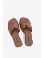 Dámské nazouváky na ploché podrážce tmavě béžové Lorania