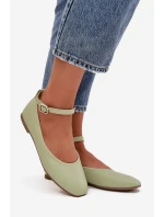 Dámské baleríny s páskem a přezkou Janelor – zelené