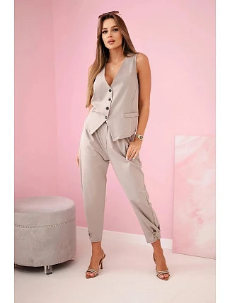 Set vesta + kalhoty tmavě béžová Set vesta + kalhoty tmavě béžová