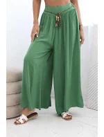 Dámské kalhoty z viskózy se širokými nohavicemi zelený Dámské kalhoty z viskózy se širokými nohavicemi zelený