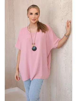 Oversized halenka s přívěskem tmavě růžová Oversized halenka s přívěskem tmavě růžová