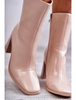 Dámské lakované kozačky Béžové Margit Dámské lakované kozačky Béžové Margit