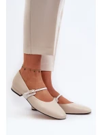 Dámské kožené baletky na ploché podrážce Laura Messi 2774 béžové Dámské kožené baletky na ploché podrážce Laura Messi 2774 béžové