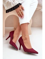 Textilní dámské lodičky v pruhovaném bordó Tifidra