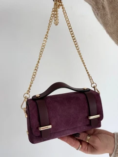 Kabelka z přírodního semiše s řetízkem fialová Nivra