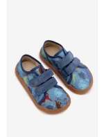 Dětské domácí pantofle Barefoot Dinosauři Froddo Canvas G1700440-15 Modré Dětské domácí pantofle Barefoot Dinosauři Froddo Canvas G1700440-15 Modré