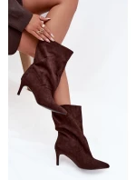 Dámské kotníkové boty na jehlovém podpatku Solvienne – čokoládové