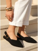 Dámské semišové baleríny s otevřeným podpatkem slingback černé FashionStreet ZY1353