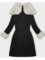 Černo-béžová prošívaná zimní bunda s kožešinovou podšívkou Way Mode (WD202308) Černo-béžová prošívaná zimní bunda s kožešinovou podšívkou Way Mode (WD202308)