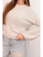 Dámský svetr z baby alpak s nabíranými rukávy béžový Dámský svetr z baby alpak s nabíranými rukávy béžový