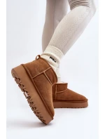 Módní semišové nízké sněhule Camel Nucca