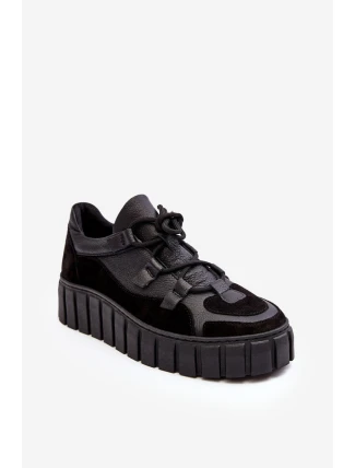 Dámské kožené sportovní boty na platformě M01/1 Zazoo Černé