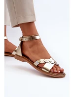 Zazoo 40378 Ploché Dámské Kožené Sandály Zlaté Zazoo 40378 Ploché Dámské Kožené Sandály Zlaté