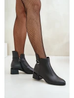 Zateplené dámské boty na podpatku se zipem černé Vinceza 66724