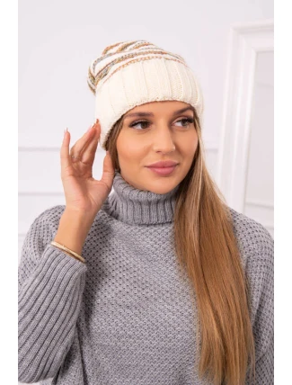 Dámská čepice Feba K330 ecru+blue Dámská čepice Feba K330 ecru+blue