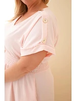Dámské plus size šaty s řaseným pasem cukrově růžová Dámské plus size šaty s řaseným pasem cukrově růžová