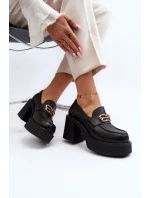 Zazoo 20170 Kožené Dámské Polobotky na Podpatku Černé