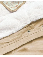 Béžová parka s podšívkou a kapucí (7619big) Béžová parka s podšívkou a kapucí (7619big)