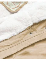 Béžová bunda parka s kapucí a s odepínací podšívkou (7619big)