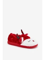 Dámské vánoční pantofle s motivem soba, huňaté – červené Orsella