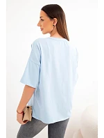 Dámská bavlněná oversize halenka s květinovým potiskem modrá