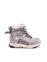 Dětské zateplené kozačky na zip Big Star KK374178 Stříbro