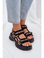 Eko Kožené Lehké Sandály Na Platformě Panther Hnědé