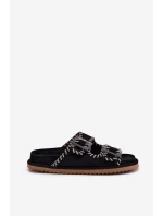 Dámské Pantofle S Přezkami A Dekorativním Švem Černé Visley