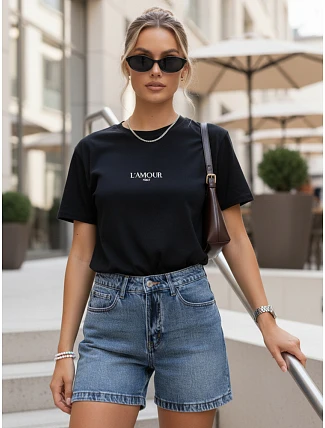 Dámské tričko oversize s výšivkou PARISSTEN černá FashionStreet RY2885