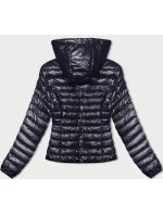 Tmavě modrá dámská prošívaná bunda s kapucí (16M9106-215) Tmavě modrá dámská prošívaná bunda s kapucí (16M9106-215)