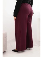 Dámské kalhoty Plus Size s širokými nohavicemi a plisováním švestkové Dámské kalhoty Plus Size s širokými nohavicemi a plisováním švestkové