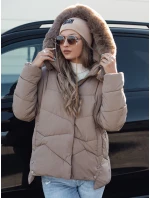 Dámská zimní bunda FIXMIX prošívaná s kapucí tmavě béžová FashionStreet TY4674 Dámská zimní bunda FIXMIX prošívaná s kapucí tmavě béžová FashionStreet TY4674