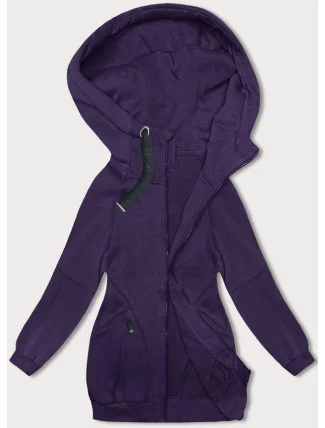 Fialová volná dlouhá dámská mikina se stahovacími lemy (AMG-332A) Fialová volná dlouhá dámská mikina se stahovacími lemy (AMG-332A)