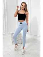 Pruhované legíny s vysokým pasem modré