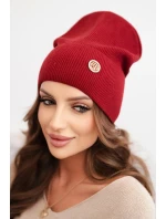 Dámská čepice z modalu a viskózy s ozdobným knoflíkem bordová