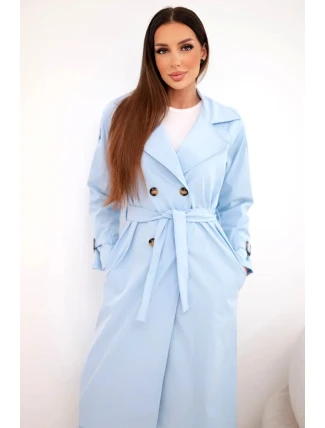 Dámský kabát v pase s límcem modrý