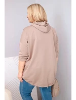 Dámská mikina Plus Size z viskózy s kapucí a klokaní kapsou fango