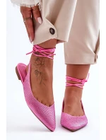 Dámské baleríny s kamínky zdobené růžové Jange