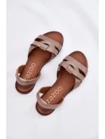 Zazoo 40185 Pohodlné Kožené Nazouvací Sandály Tmavě Béžové